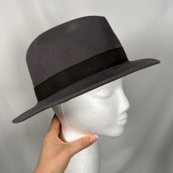 Flechet mens fedora fur felt grosgrain band OS gray vintage - Picture 4 of 16